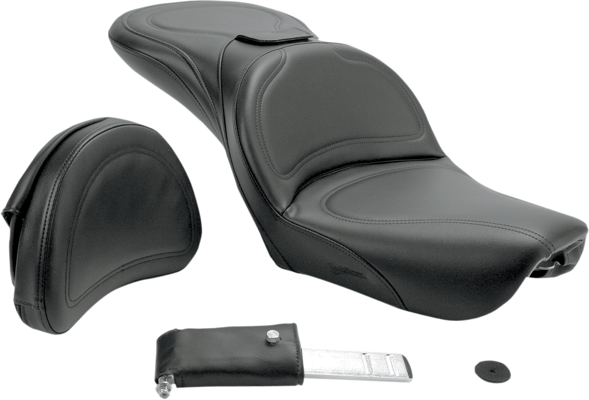SADDLEMEN Seat - Explorer™ - With Backrest - Stitched - Black - FXDWG '04-'05 804-05-0301