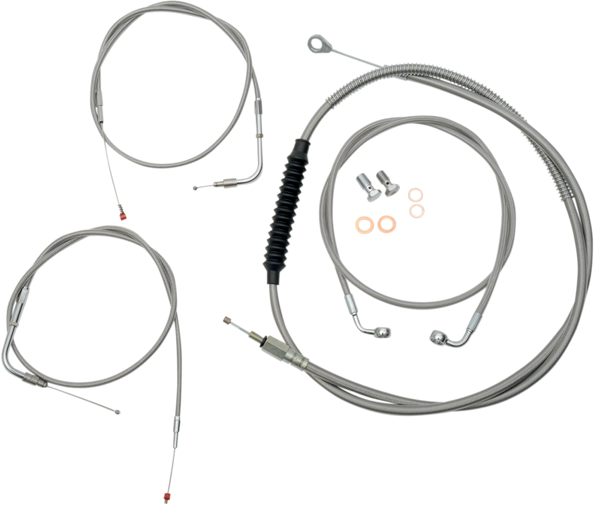LA CHOPPERS Standard Stainless Braided Handlebar Cable/Brake Line Kit - 12"-14" Ape Hangers - '96-'06 Softail LA-8100KT-13