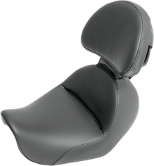 SADDLEMEN Heels Down Solo Seat - With Backrest - Plain - Black - Dyna 806-04-0041