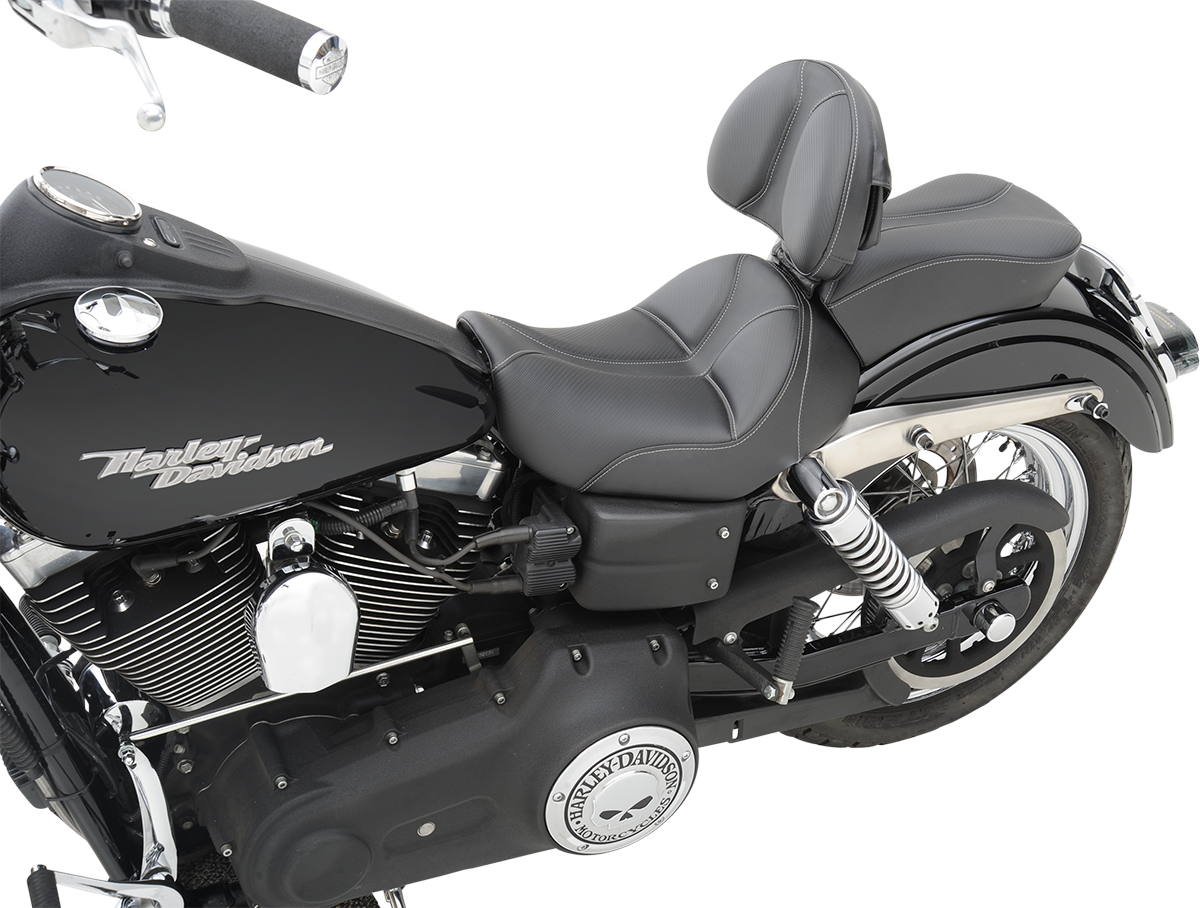 SADDLEMEN Dominator Pillion Pad - Standard Reach - Black w/ Gray Stitching - FL/FX '06-'17 806-04-0162
