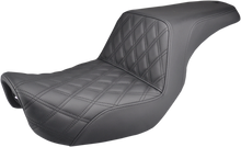SADDLEMEN Step-Up Seat - Front Lattice Stitch - Black - Dyna 806-04-172