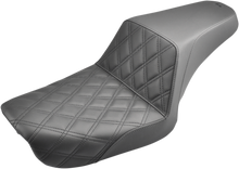 SADDLEMEN Step-Up Seat - Front Lattice Stitch - Black - Dyna 804-04-172