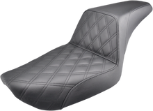 SADDLEMEN Step-Up Seat - Front Lattice Stitch - Black - Dyna 896-04-172
