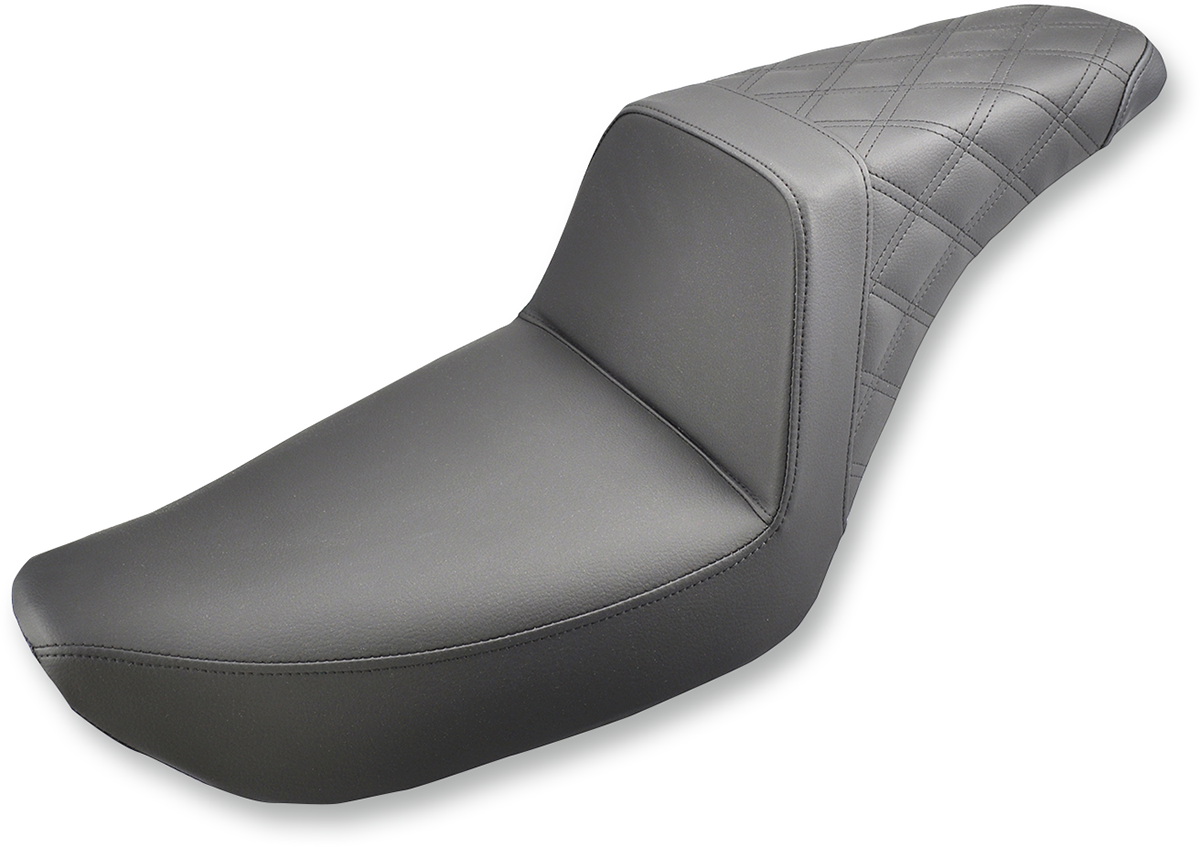 SADDLEMEN Step-Up Seat - Rear Lattice Stitched - Black - Dyna 804-04-173