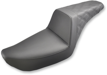 SADDLEMEN Step-Up Seat - Rear Lattice Stitched - Black - Dyna 804-04-173