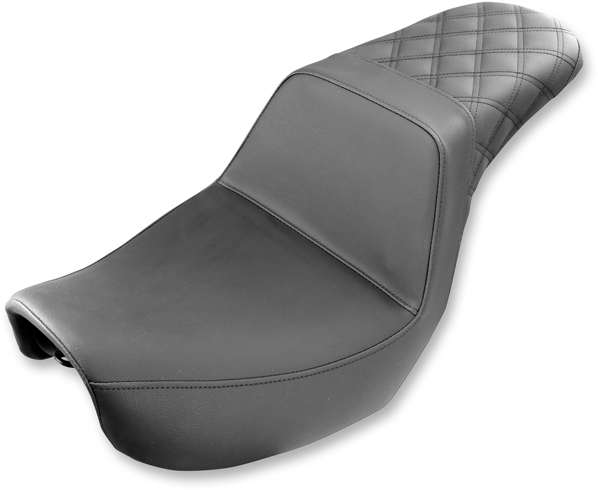 SADDLEMEN Step-Up Seat - Rear Lattice Stitched - Black - Dyna 806-04-173