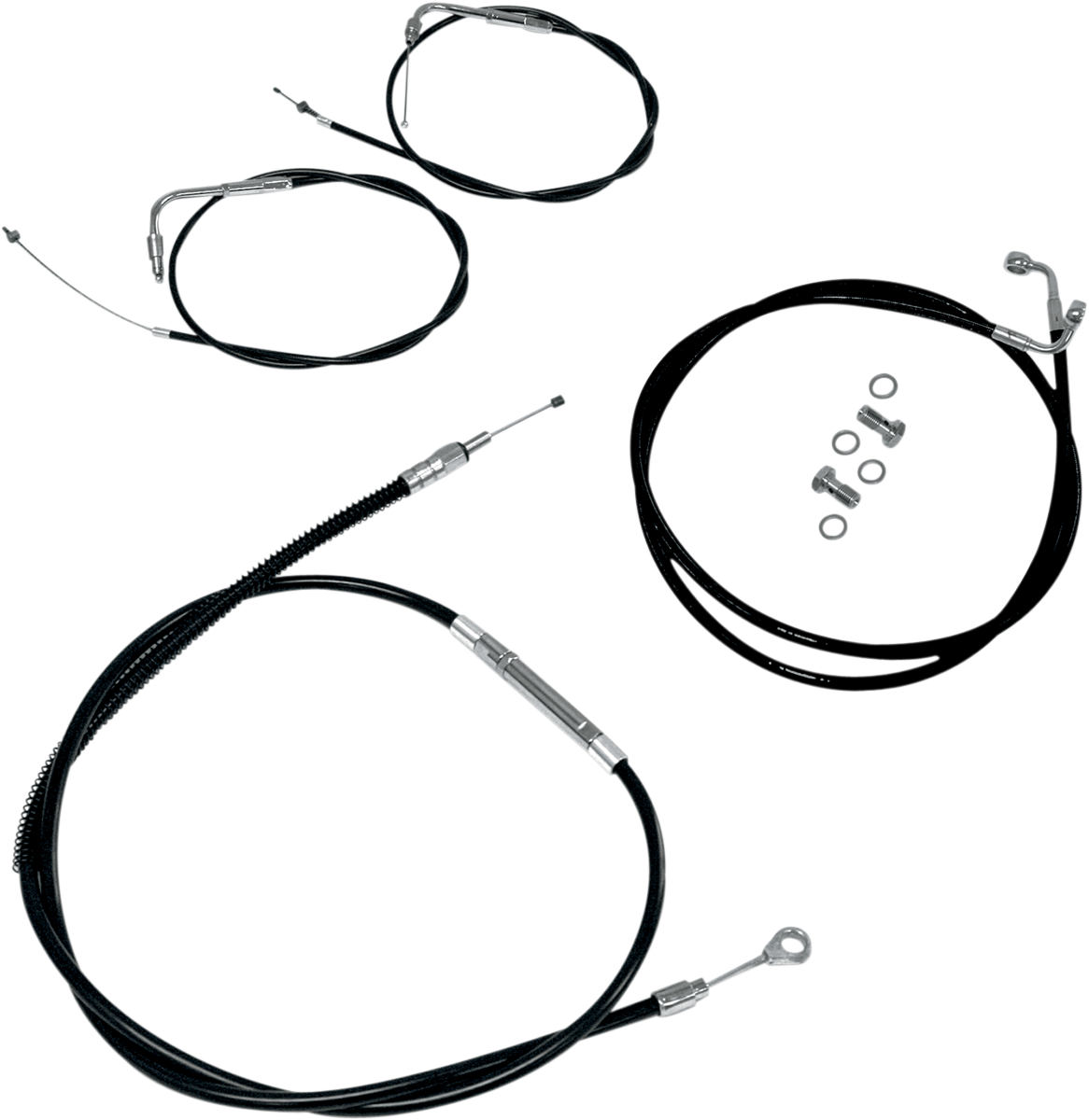 LA CHOPPERS Standard Black Vinyl Handlebar Cable/Brake Line Kit - Beach Bars - '07-'15 Softail LA-8110KT-04B