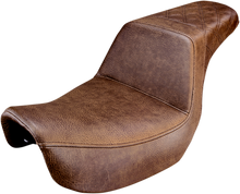 SADDLEMEN Step-Up Seat - Rear Lattice Stitched - Brown - Dyna 806-04-173BR