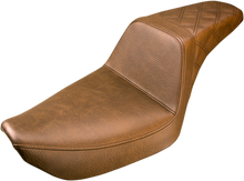 SADDLEMEN Step-Up Seat - Rear Lattice Stitched - Brown - Dyna 896-04-173BR