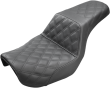 SADDLEMEN Step-Up Seat - Full Lattice Stitch - Black - Dyna 806-04-175