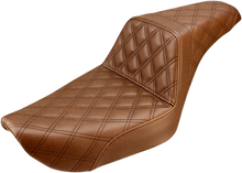 SADDLEMEN Step-Up Seat - Full Lattice Stitch - Brown - Dyna 896-04-175BR
