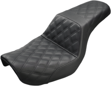 SADDLEMEN Step-Up Seat - Full Lattice Stitch - Black - Dyna 804-04-175