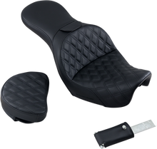 SADDLEMEN Explorer Seat - With Backrest - Lattice Stitched - Black - FXD 806-04-030LS
