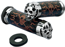 DRAG SPECIALTIES Skull Grips - Plain Eyes - Chrome 74693B