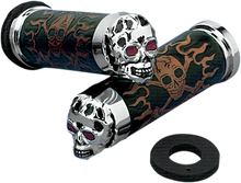 DRAG SPECIALTIES Skull Grips - Red Eyes - Chrome 17-0505CDTS