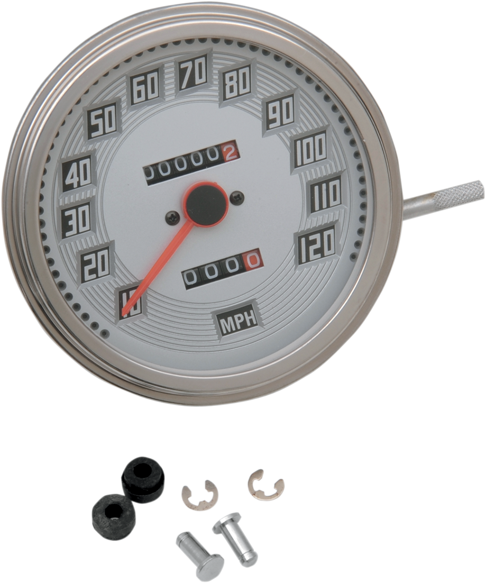 DRAG SPECIALTIES FL-Billet Look Style 2240:60 Speedometer - White Face 75695