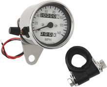 DRAG SPECIALTIES 2.4" MPH Mini LED Mechanical Speedometer/Indicators/Trip - Chrome Housing - White Face - 2:1 21-6835-BX15