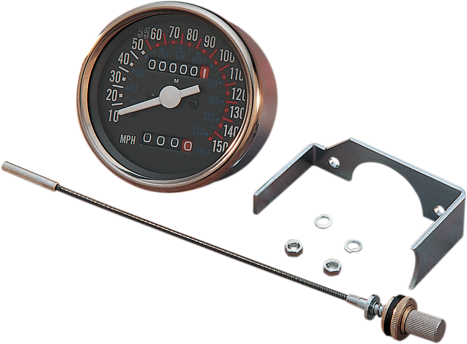 DRAG SPECIALTIES 3-1/8" Dash Mount 150 MPH Speedometer 72307