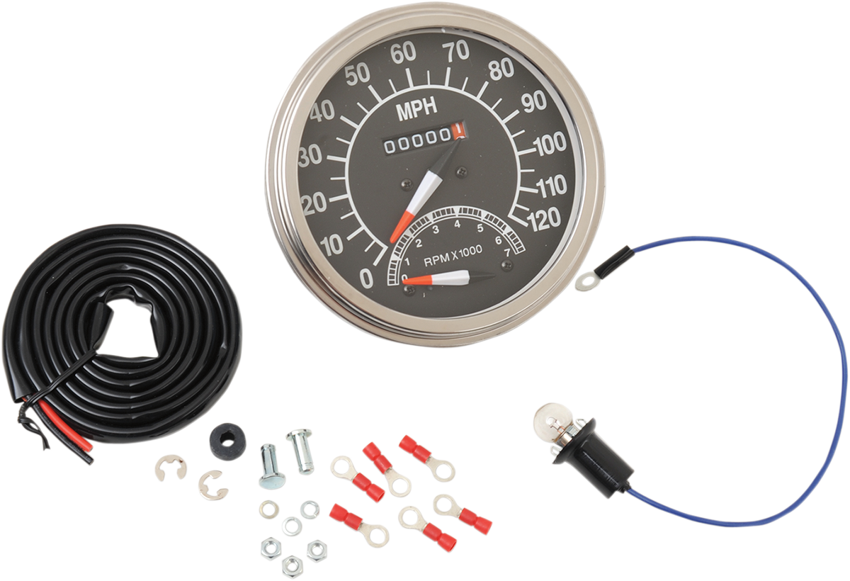 DRAG SPECIALTIES 5" MPH FL-'68-'84 Style 1:1 Speedometer with Tachometer - Black Face 71478M