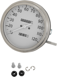 DRAG SPECIALTIES 5" MPH FL-'36-'40 Style 1:1 Speedometer - White Face 70842M