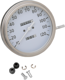 DRAG SPECIALTIES 5" MPH FL-Style 2:1 Speedometer - '36-'40 White Face 72758M