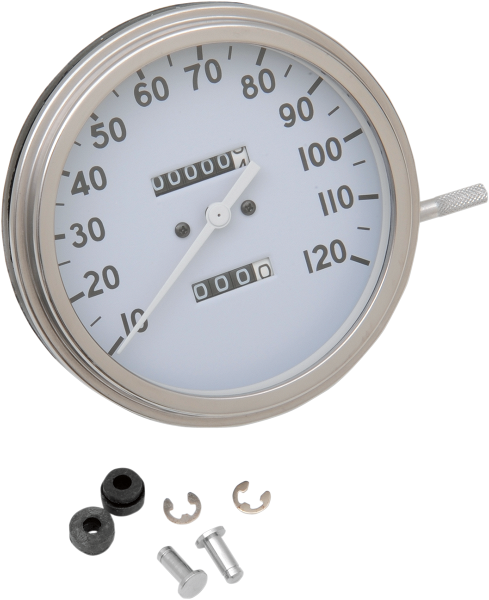 DRAG SPECIALTIES FL-'36-'40 Style 2240:60 Speedometer - White Face 72394M