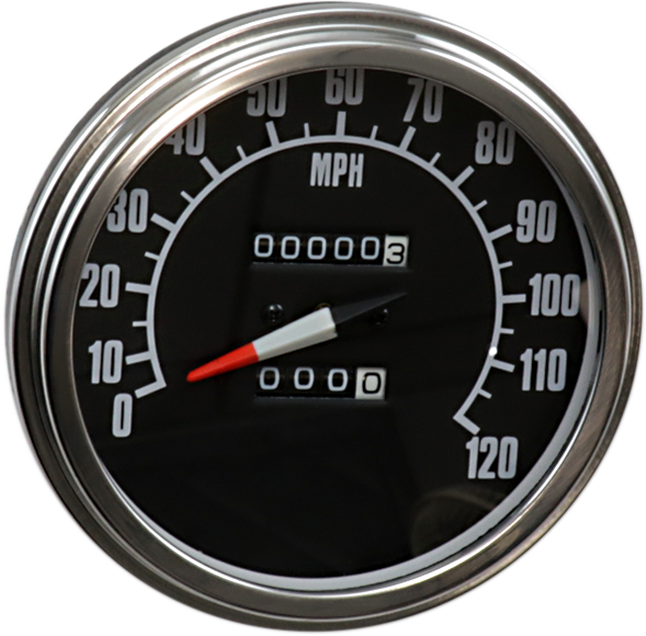 DRAG SPECIALTIES 5" FL-'68-'84 Style 2240:60 Speedometer with Reed Switch - Black Face 74584M