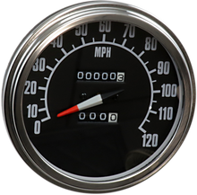 DRAG SPECIALTIES 5" FL-'68-'84 Style 2240:60 Speedometer with Reed Switch - Black Face 74584M
