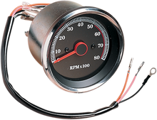 DRAG SPECIALTIES 8000 RPM Electronic Tachometer - Stainless Housing Ring - Black Face 74106