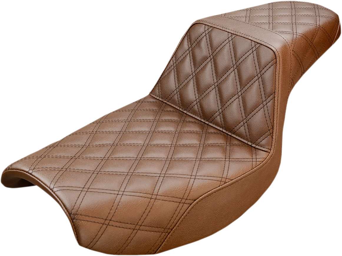 SADDLEMEN Step-Up Seat - Full Lattice Stitch - Brown - FXR 882-09-175BR