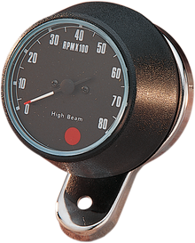 DRAG SPECIALTIES 8000 RPM Mechanical Tachometer - Chromed Bracket - Black Face 72701