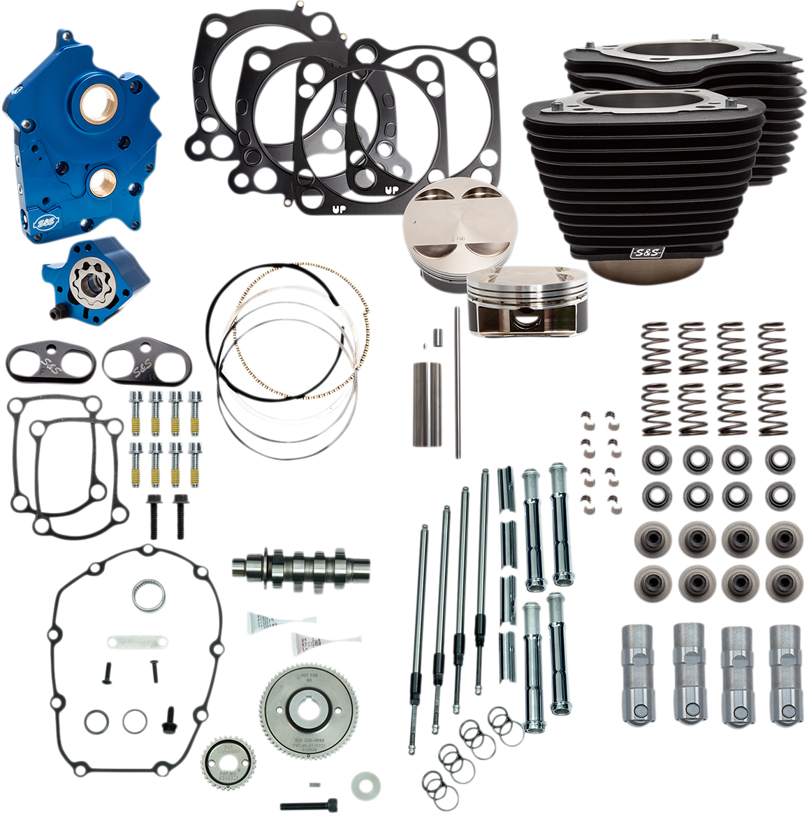 S&S CYCLE 128" Power Package - Gear Drive - Wrinkle Black with Non-Highlighted Fins - 114"/117" M8 310-1106A
