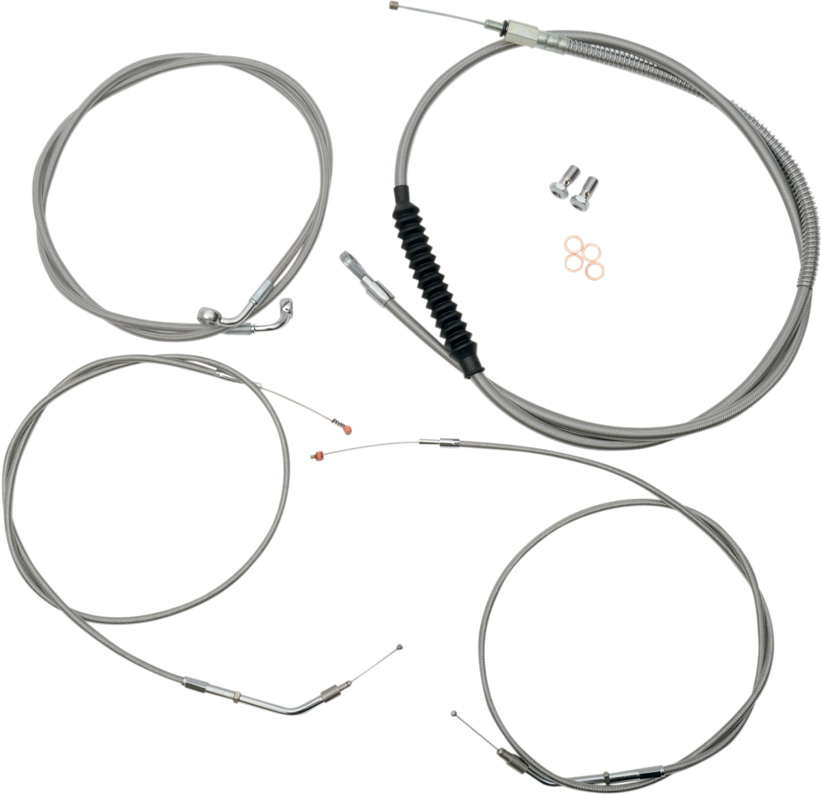 LA CHOPPERS Standard Stainless Braided Handlebar Cable/Brake Line Kit - 18"-20" Ape Hangers - '07-'22 Sportster LA-8320KT-19