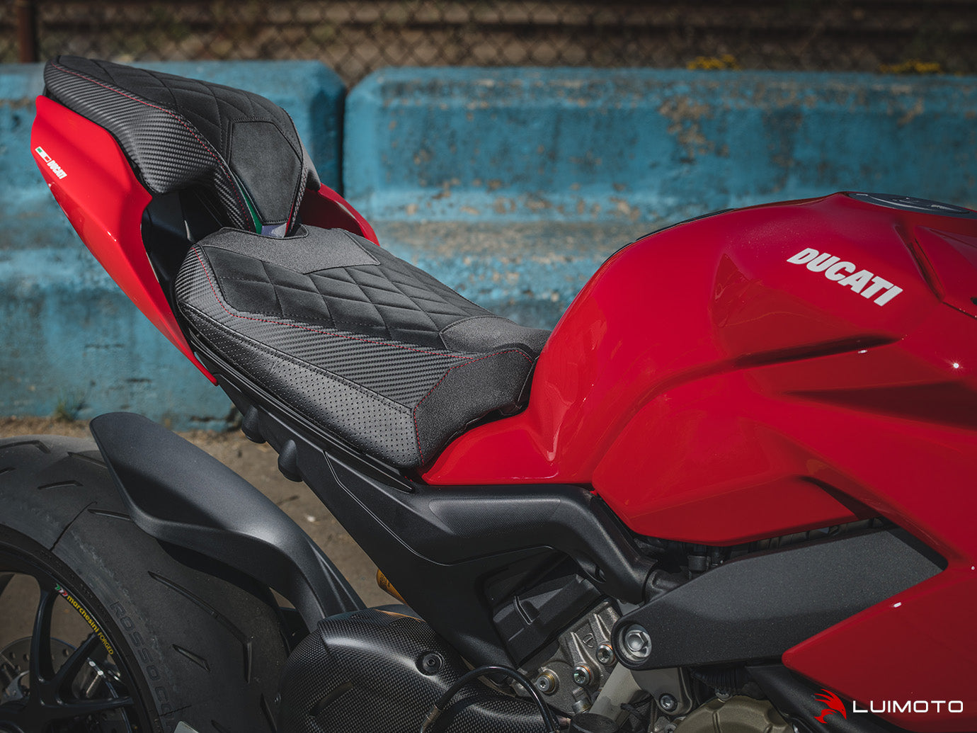 LUIMOTO DIAMOND GREZZO Passenger Seat Cover for DUCATI STREETFIGHTER V4 (20-22) / Panigale V2 (20-24)