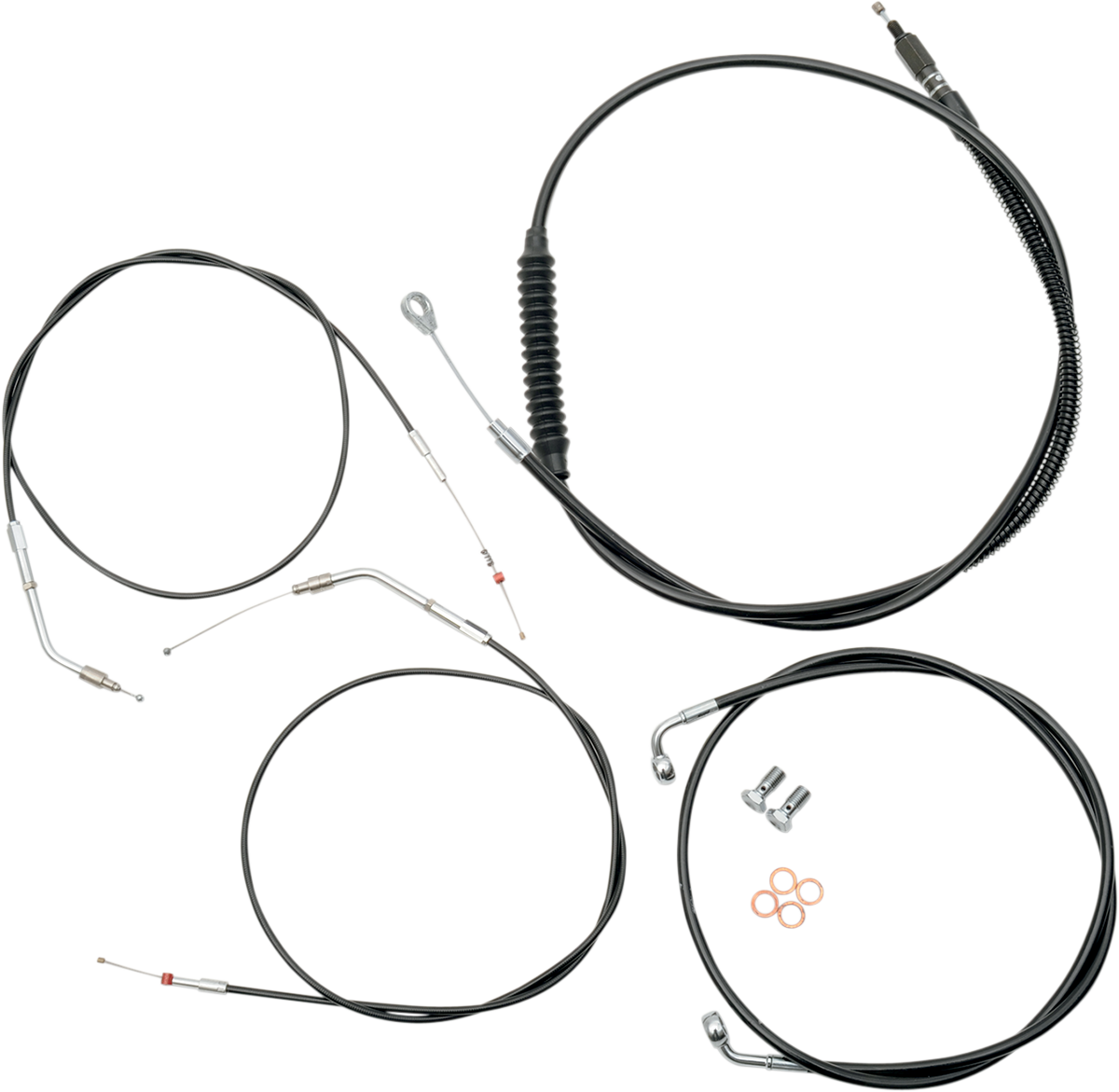 LA CHOPPERS Standard Black Vinyl Handlebar Cable/Brake Line Kit - 12"-14" Ape Hangers - '04-'06 Sportster LA-8310KT-13B