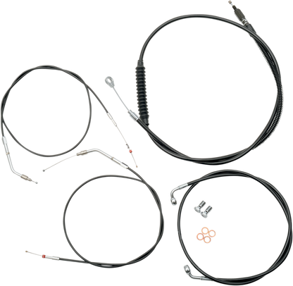 LA CHOPPERS Standard Black Vinyl Handlebar Cable/Brake Line Kit - 12"-14" Ape Hangers - '04-'06 Sportster LA-8310KT-13B