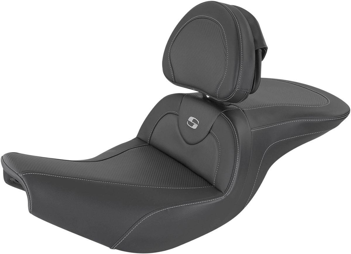 SADDLEMEN Heated Roadsofa™ Seat - Carbon Fiber - With Backrest - Black - Indian I14-07-185BRHCT