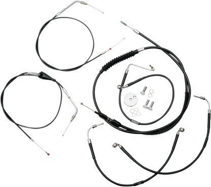 LA CHOPPERS Standard Black Vinyl Handlebar Cable/Brake Line Kit - 15"-17" Ape Hangers - '96-'07 Touring LA-8006KT-16B
