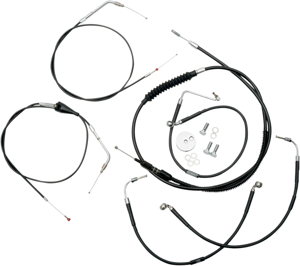 LA CHOPPERS Standard Black Vinyl Handlebar Cable/Brake Line Kit - 18"-20" Ape Hangers - '96-'07 FLH LA-8005KT-19B