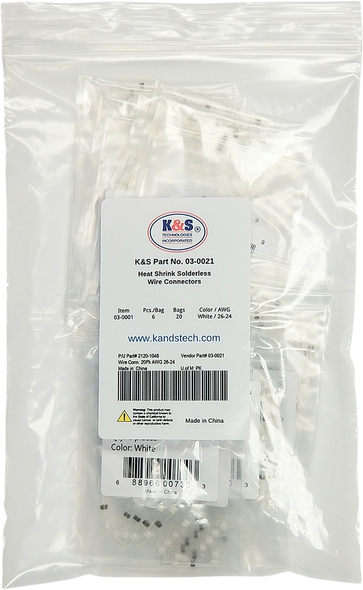 K&S TECHNOLOGIES Wire Connector - 20PK - AWG 26-24 03-0021