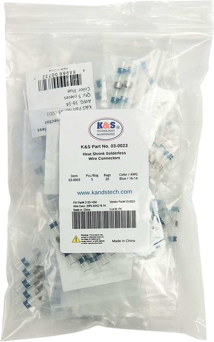 K&S TECHNOLOGIES Wire Connector - 20PK - AWG 16-14 03-0023