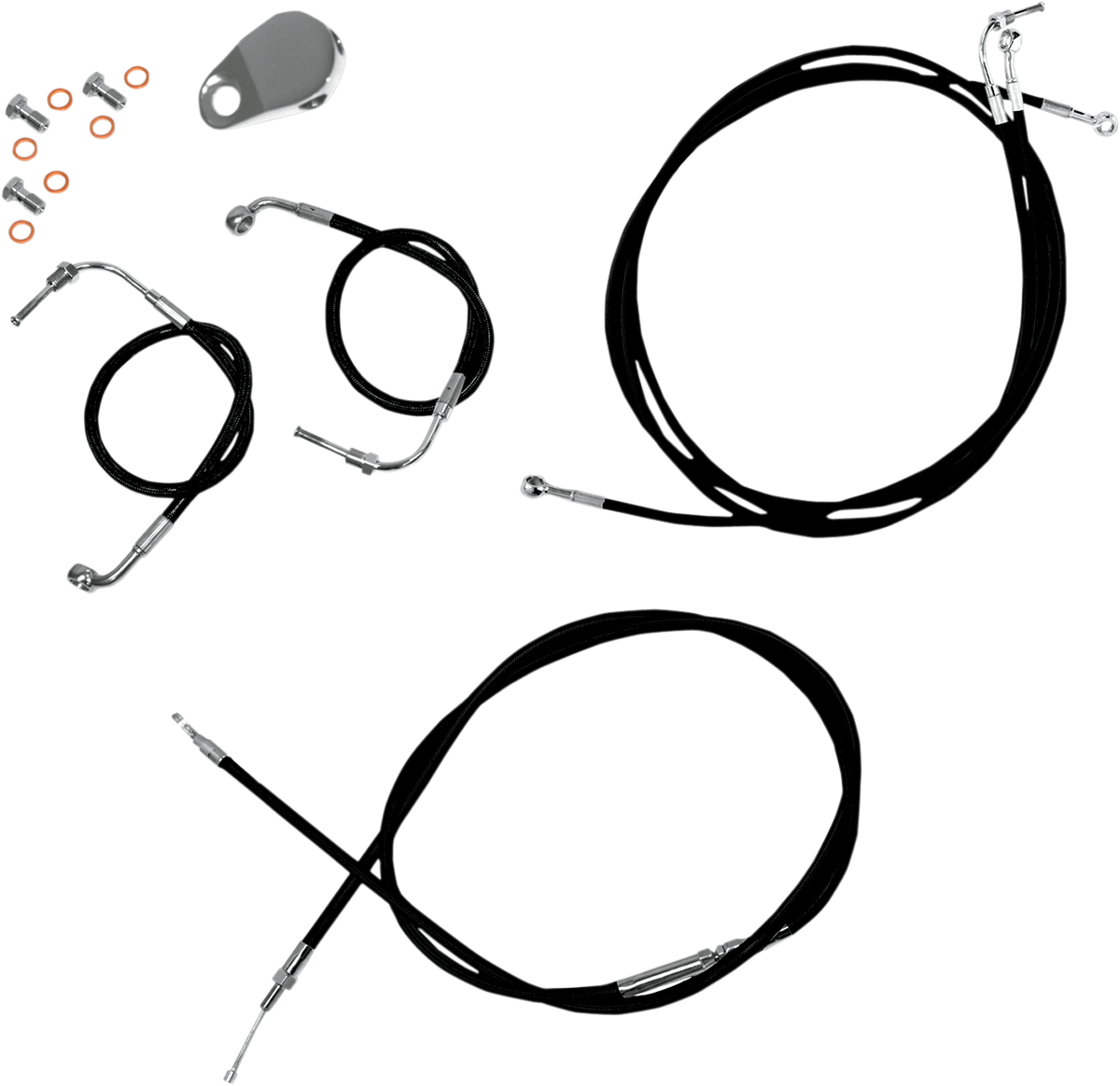 LA CHOPPERS Standard Black Vinyl Handlebar Cable/Brake Line Kit - 15"-17" Ape Hangers - '08-'13 FLTR LA-8050KT-16B
