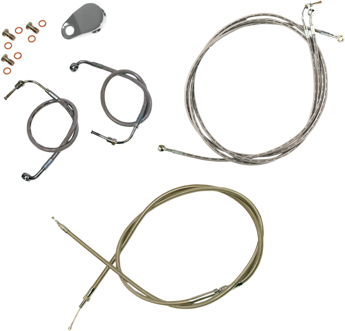 LA CHOPPERS Standard Stainless Braided Handlebar Cable/Brake Line Kit - 18"-20" Ape Hangers - '09-'13 FLH LA-8051KT-19
