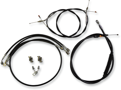LA CHOPPERS Standard Black Vinyl Handlebar Cable/Brake Line Kit - 15"-17" Ape Hangers - '11-'14 Softail LA-8150KT-16B