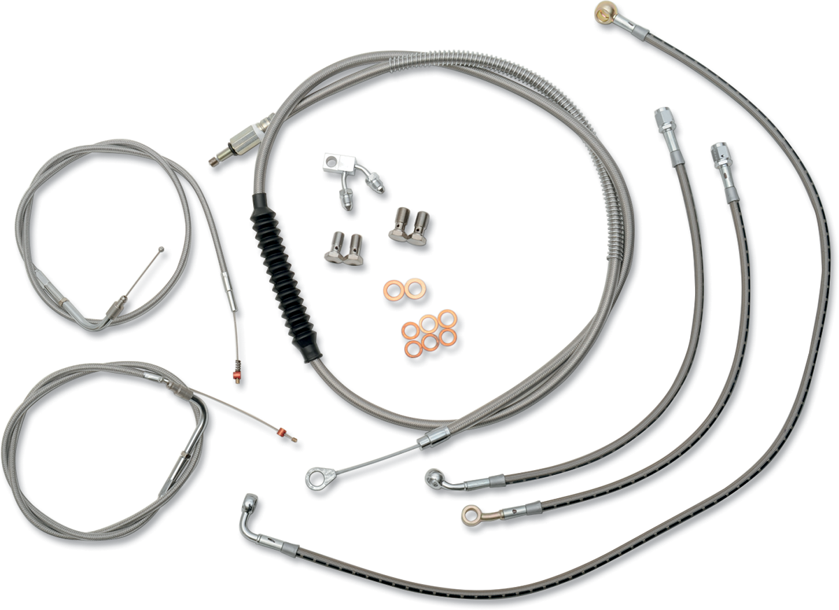 LA CHOPPERS Standard Stainless Braided Handlebar Cable/Brake Line Kit - 18"-20" Ape Hangers - '11-'14 Softail LA-8150KT-19