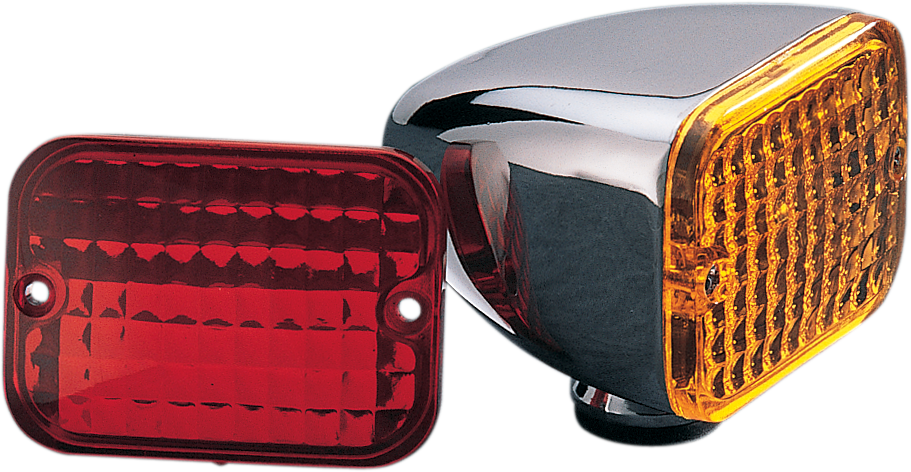 DRAG SPECIALTIES Rectangular Market Light - Dual Filament - Amber/Red 163075-BC216