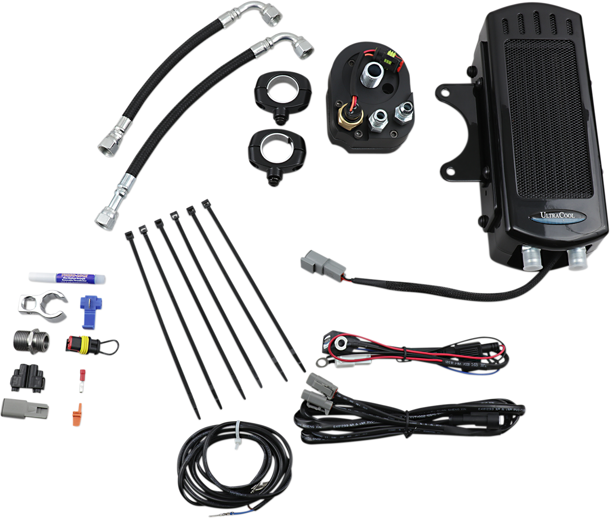 ULTRACOOL Oil Cooler Kit - Side Mount - Gloss Black - Softail SMS-1G
