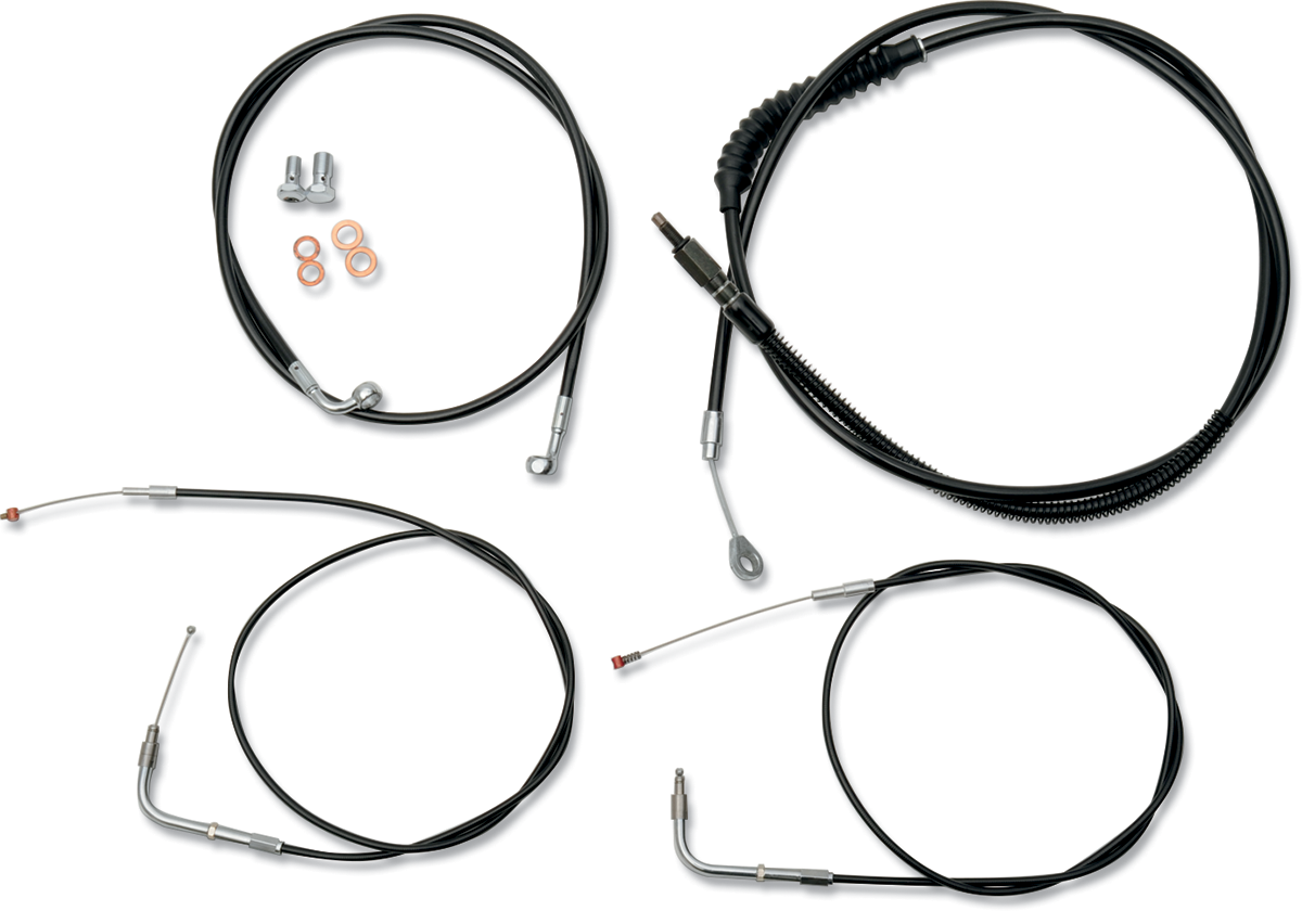 LA CHOPPERS Standard Black Vinyl Handlebar Cable/Brake Line Kit - 15"-17" Ape Hangers - '10-'17 FLD/FXDWG LA-8220KT-16B