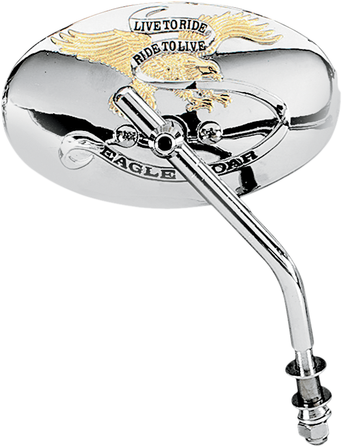 DRAG SPECIALTIES Mirror - Live To Ride - Side View - Oval - Chrome/Gold - Each KA-65EG-BC429