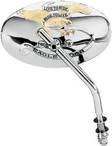 DRAG SPECIALTIES Mirror - Live To Ride - Side View - Oval - Chrome/Gold - Each KA-65EG-BC429